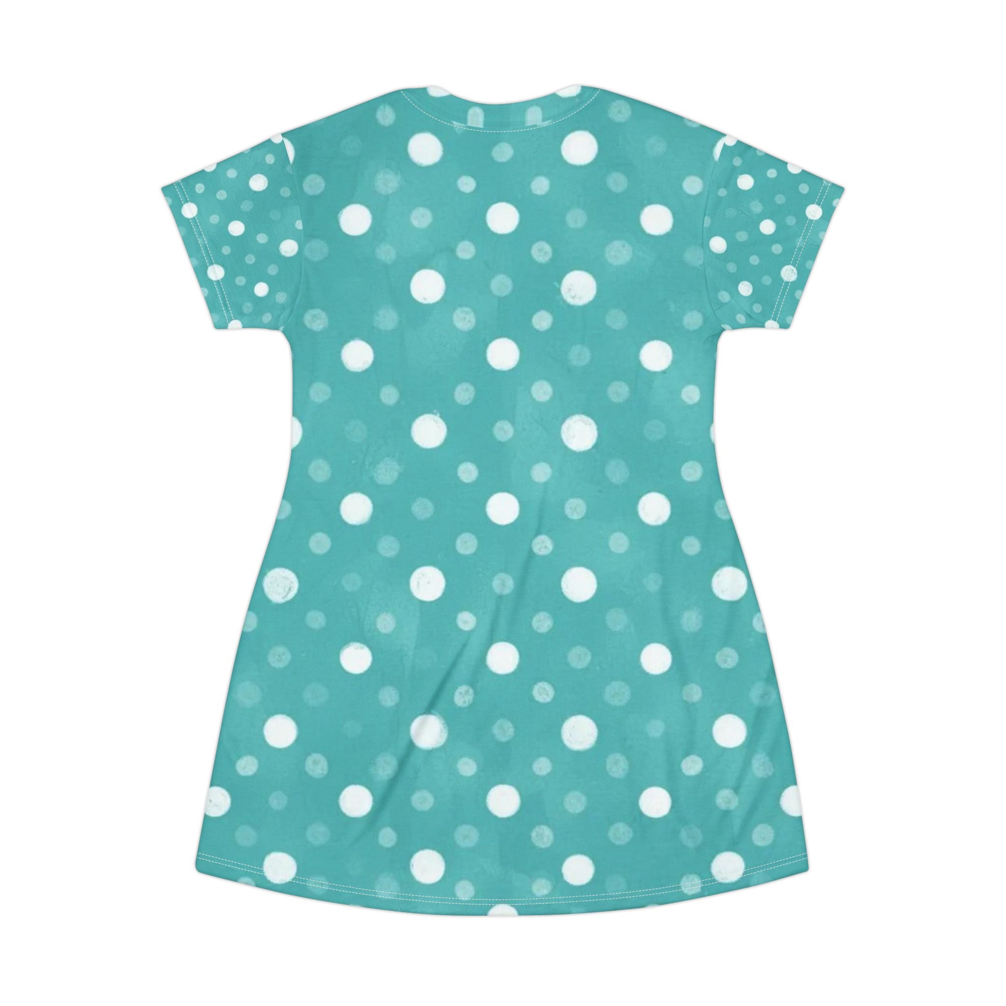 Turquoise Polka Dot T-Shirt Dress with Westie Dog Accent