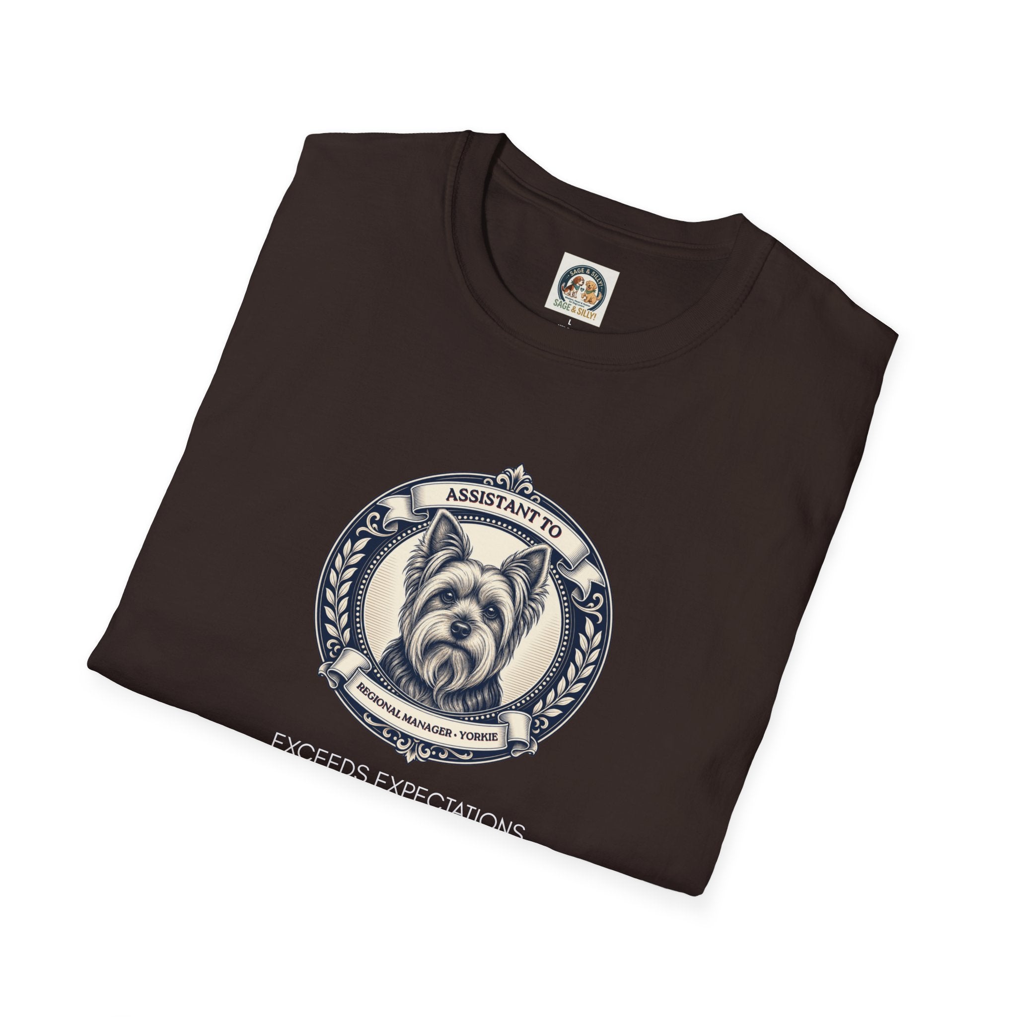 Yorkie T-Shirt — "Assistant to the Regional Manager" Funny Yorkshire Terrier Tee