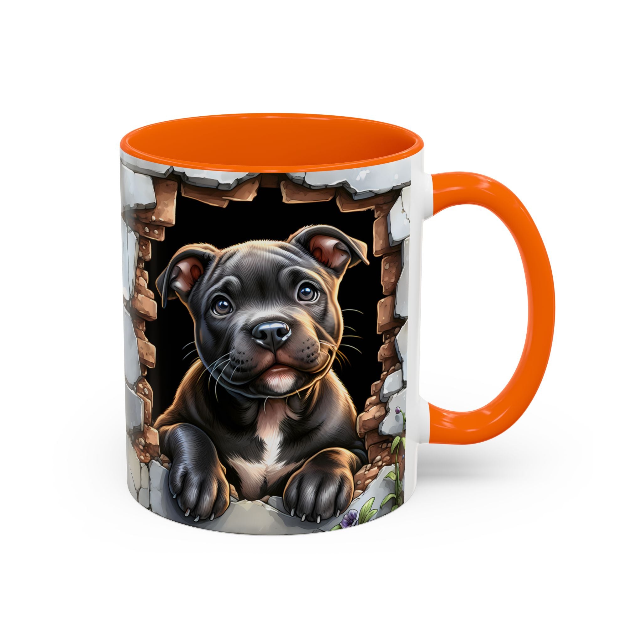 Pit Bull Puppy Peek Accent Coffee Mug – Cute Dog Lover Gift (11/15oz)