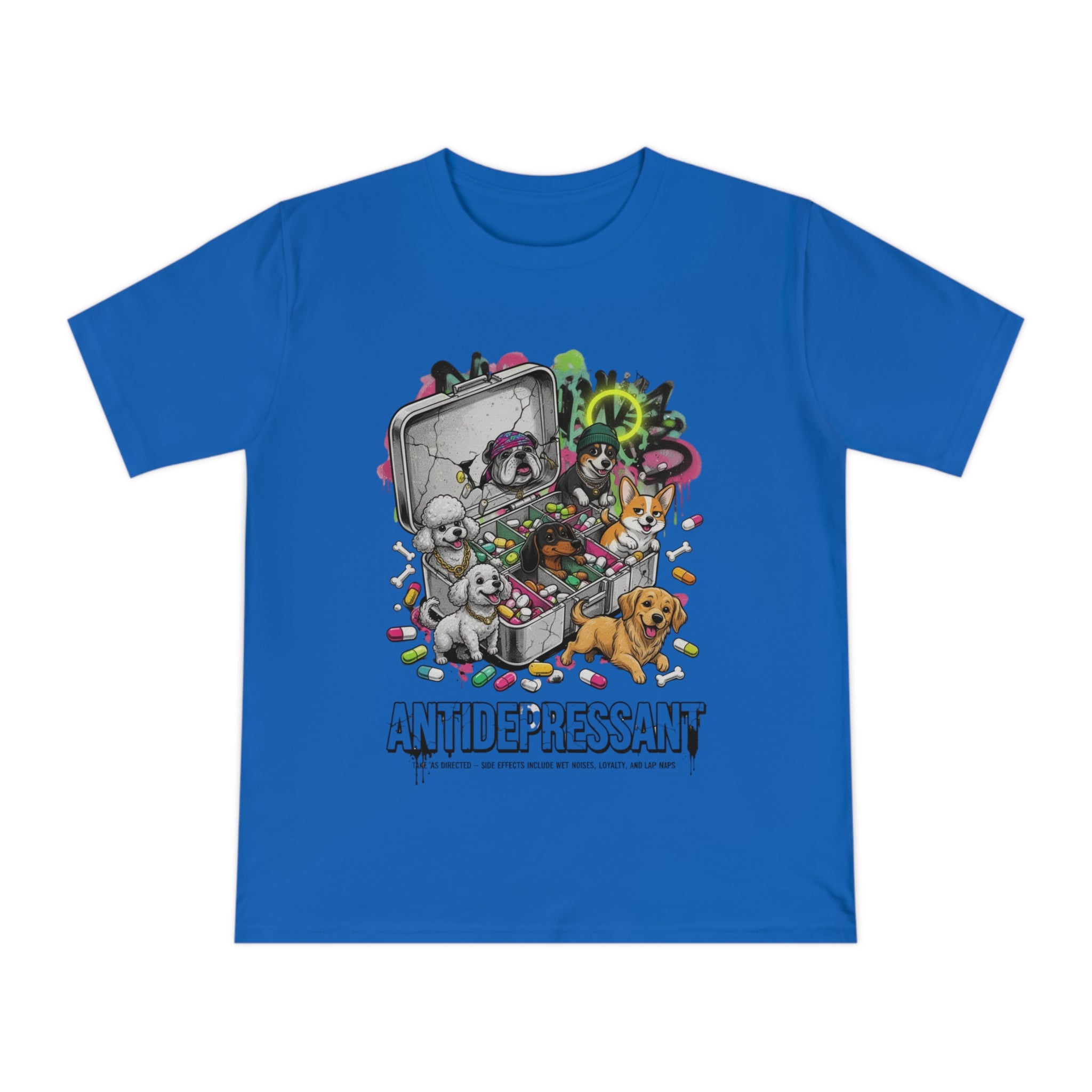 Antidepressant Pets T-Shirt — Emotional Support Pet & Pill Box Graphic Tee