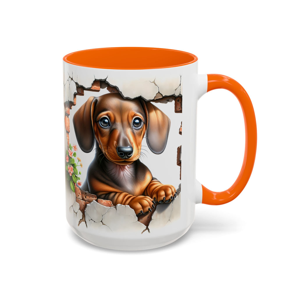 Dachshund Peek-A-Boo Accent Coffee Mug — Cute Puppy Dog Gift (11/15oz)