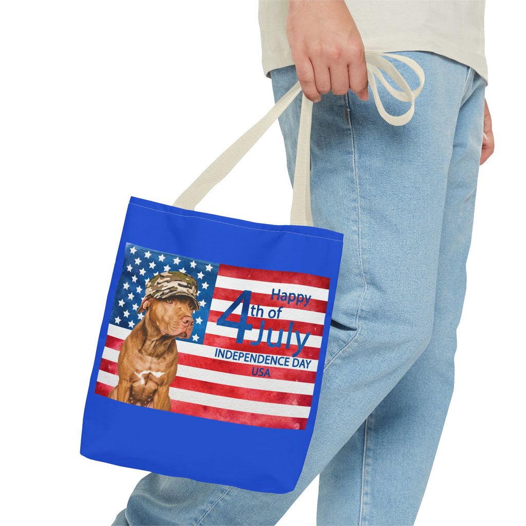 Independence Day Dog Tote Bag — Happy 4th of July USA Flag Tote