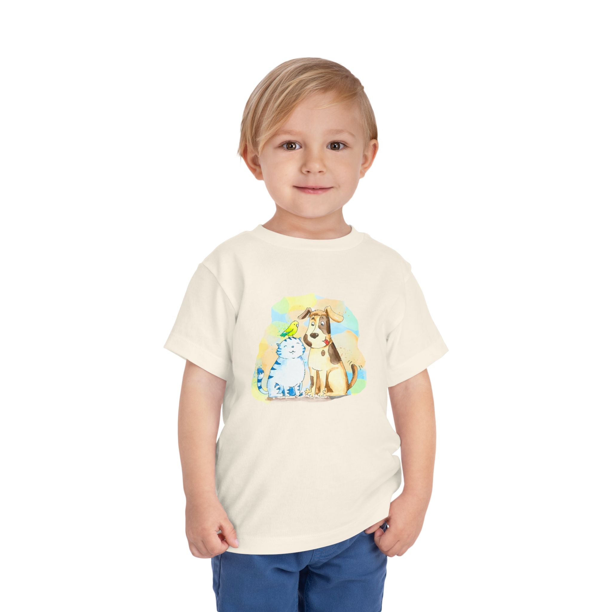 Toddler Tee — Cute Puppy & Kitten Watercolor Kids Shirt