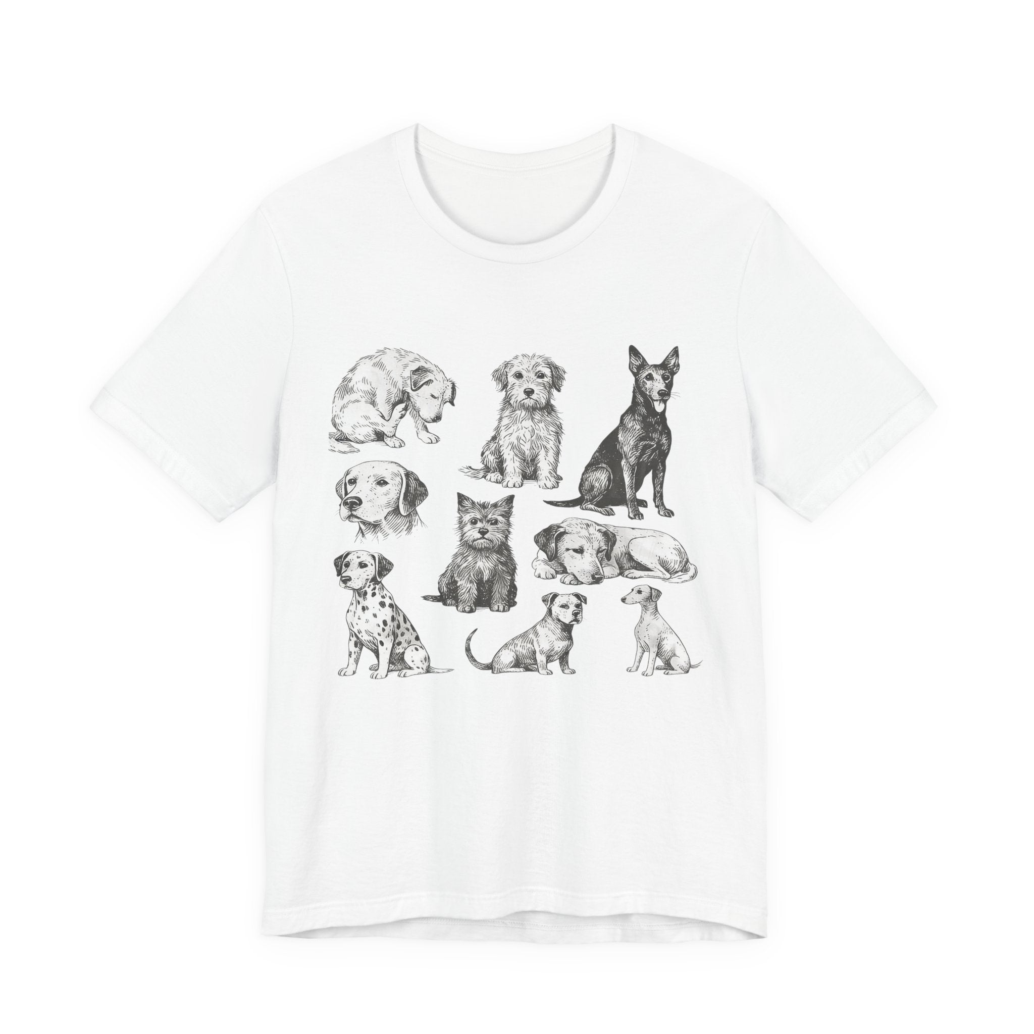 Dog Breed Sketches T-Shirt — Hand-Drawn Puppy Portraits Tee