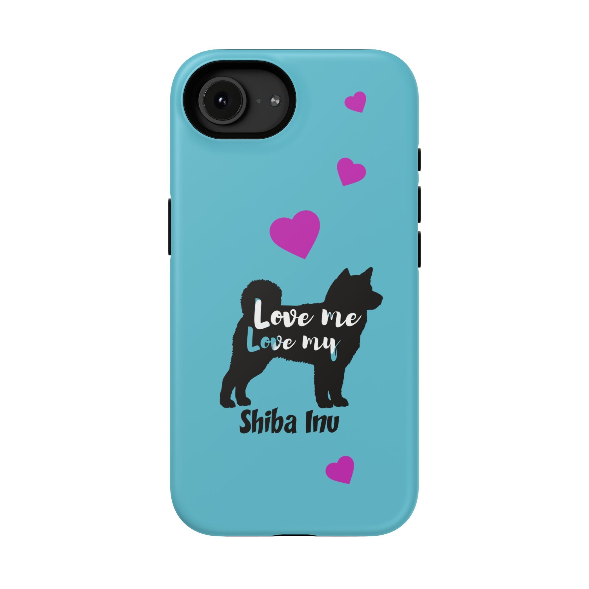 Shiba Inu Phone Case – "Love Me Love My Shiba Inu" Impact-Resistant Case, Cute Heart Design