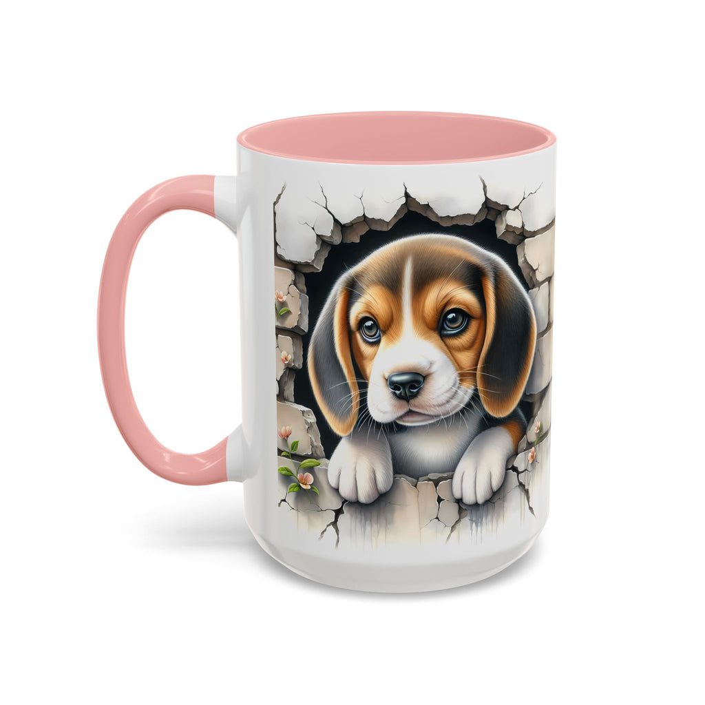 Beagle Puppy Peek Accent Coffee Mug – Cute Dog Gift (11/15 oz)