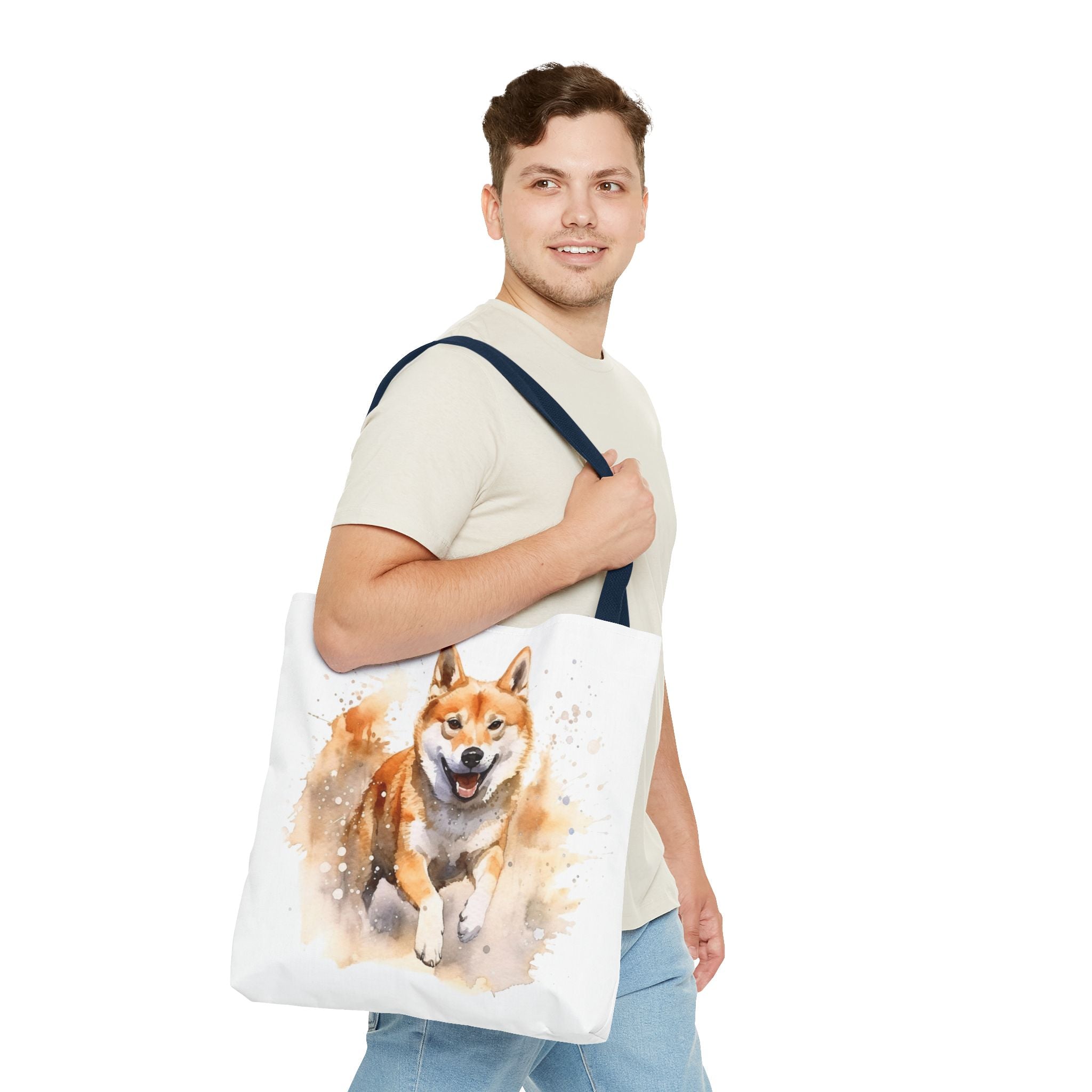 Shiba Inu Watercolor Tote Bag – Cute Running Dog All-Over Print