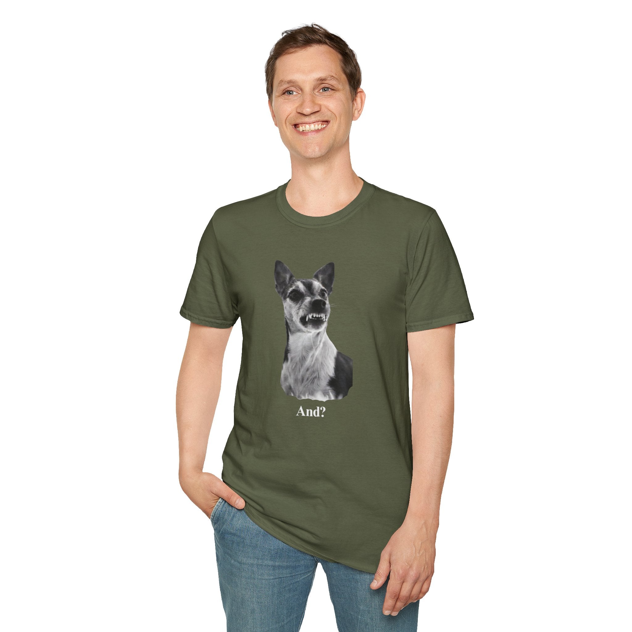 Angry Dog Graphic T-Shirt — "And?"
