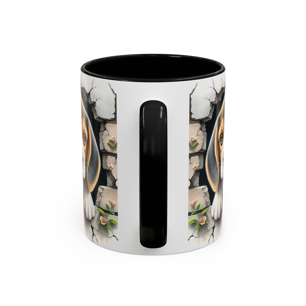 Beagle Puppy Peek Accent Coffee Mug – Cute Dog Gift (11/15 oz)