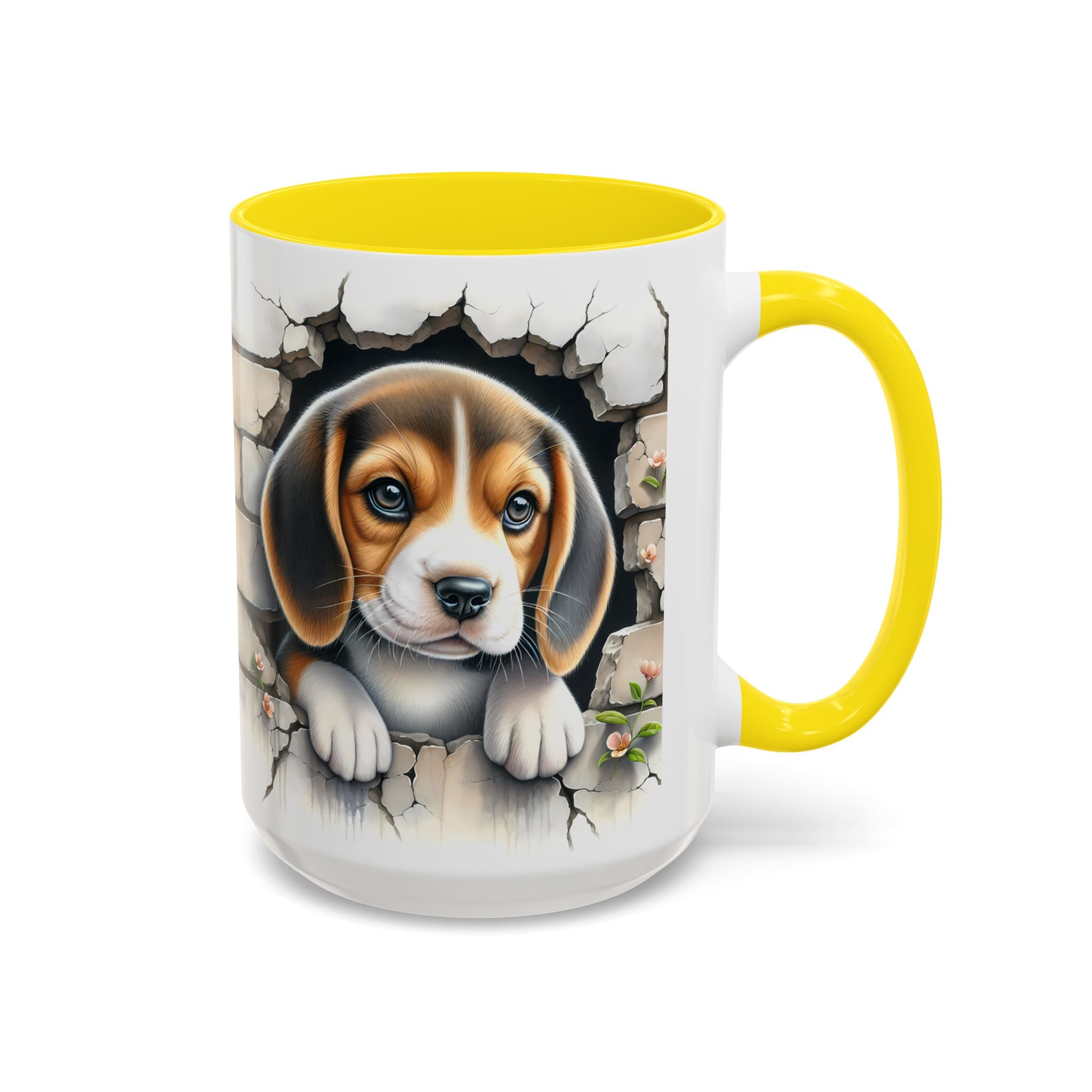 Beagle Puppy Peek Accent Coffee Mug – Cute Dog Gift (11/15 oz)