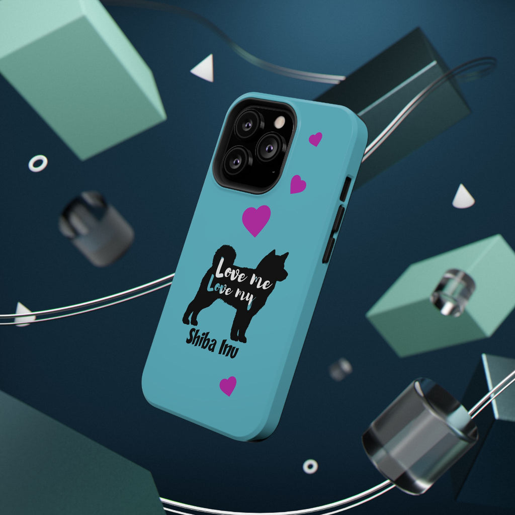 Shiba Inu Phone Case – "Love Me Love My Shiba Inu" Impact-Resistant Case, Cute Heart Design