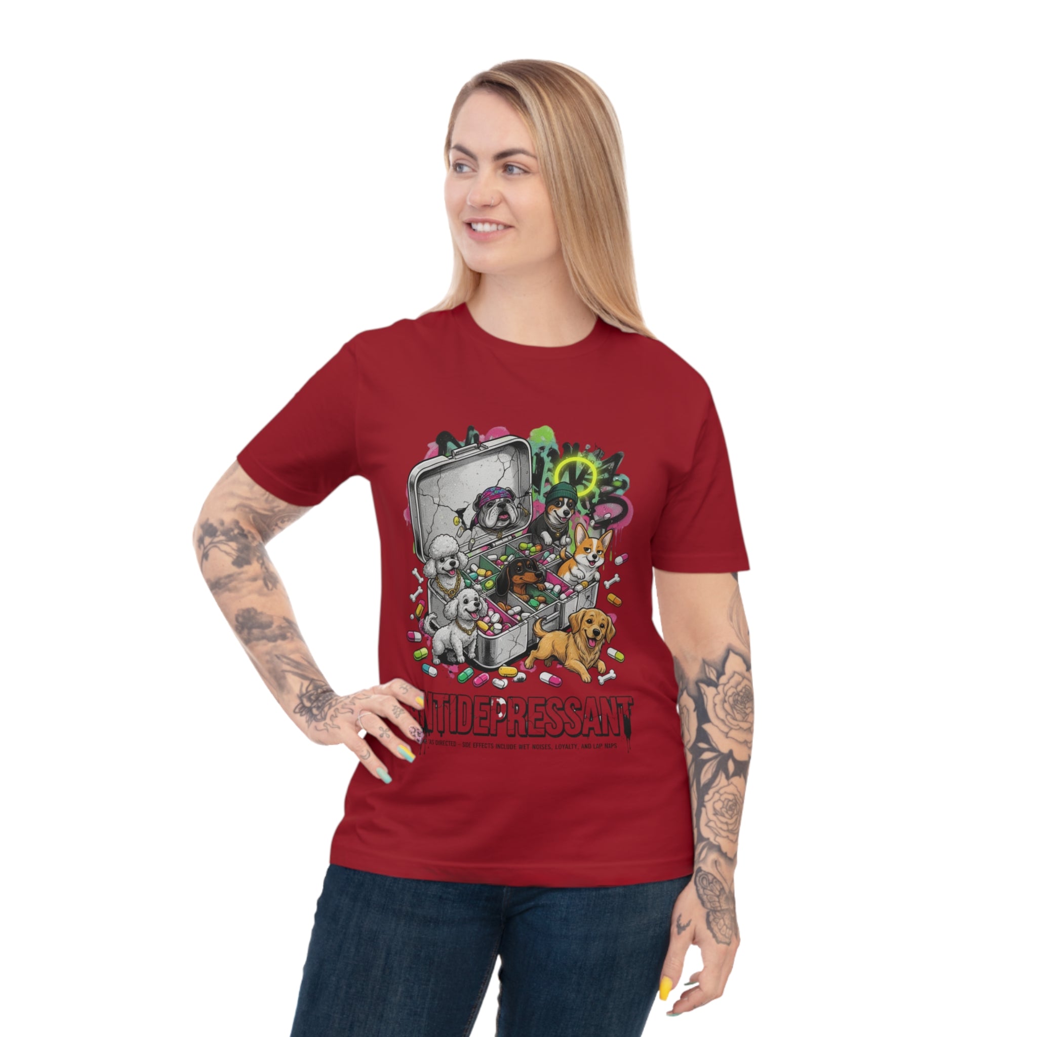 Antidepressant Pets T-Shirt — Emotional Support Pet & Pill Box Graphic Tee