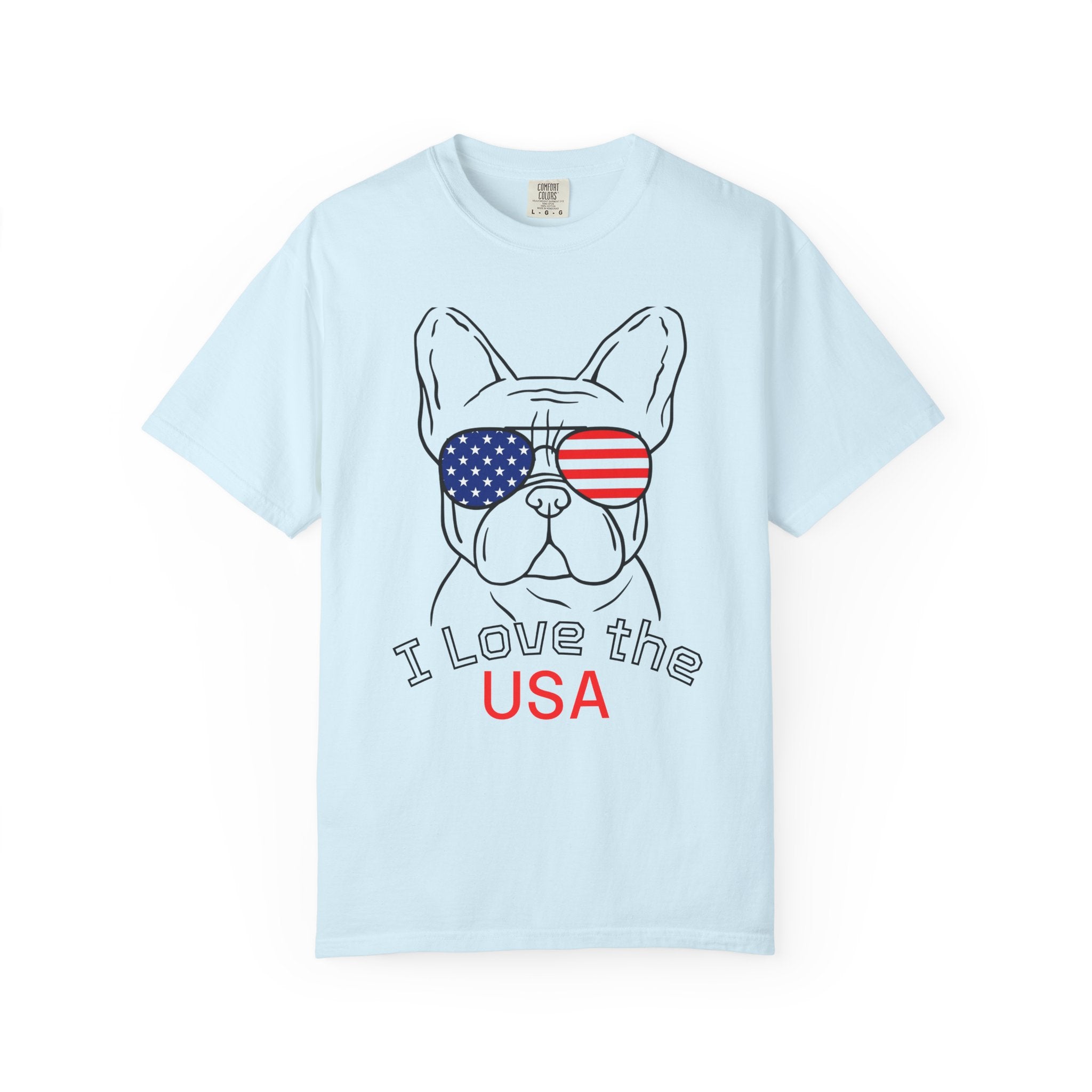 USA Bulldog T-Shirt — "I Love the USA" Patriotic Dog Tee