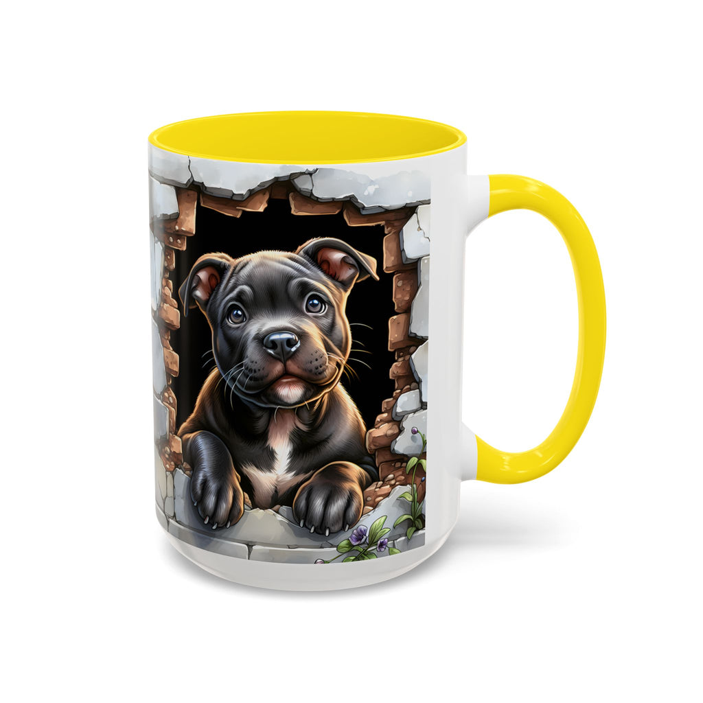 Pit Bull Puppy Peek Accent Coffee Mug – Cute Dog Lover Gift (11/15oz)