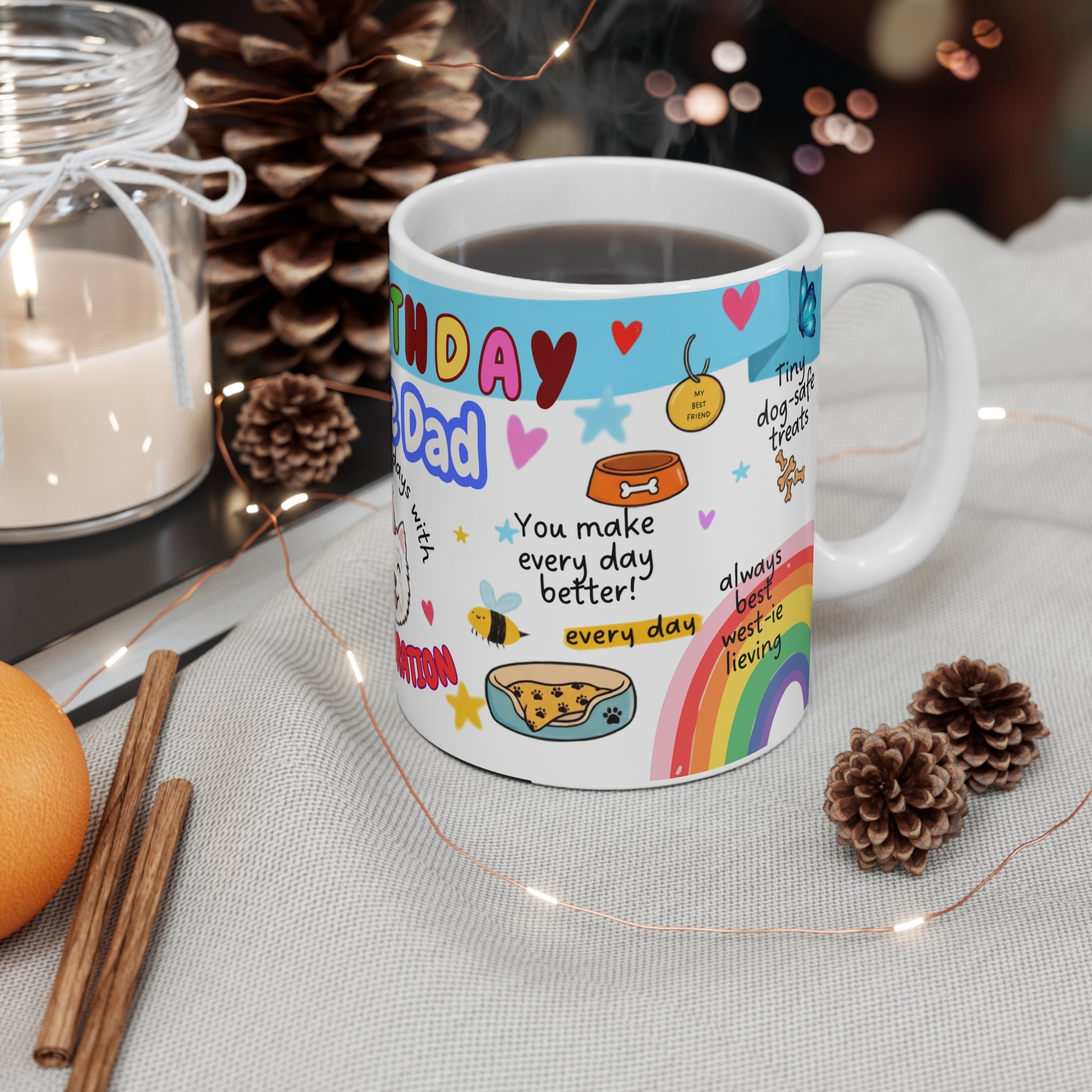 Happy Birthday Westie Dad Mug — Cute West Highland Terrier Gift for Dog Lovers