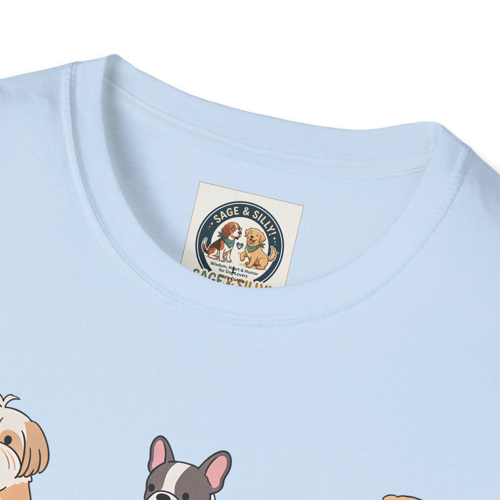Reading Dogs T-Shirt — Cute Cartoon Dogs with Books Graphic Tee