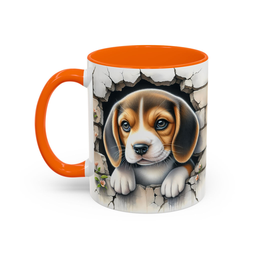 Beagle Puppy Peek Accent Coffee Mug – Cute Dog Gift (11/15 oz)