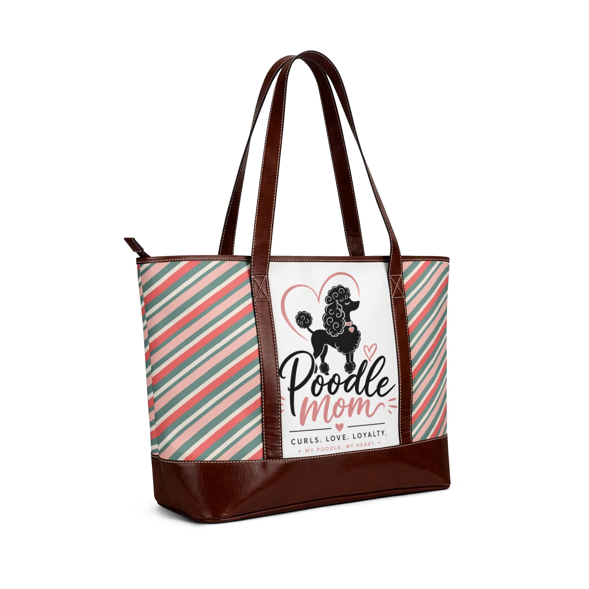 Poodle Mom Handbag — Cute Striped Tote Bag for Poodle Lovers