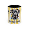 Personalised Dog Accent Coffee Mug — Yellow Striped Dog Lover Gift (11/15 oz)