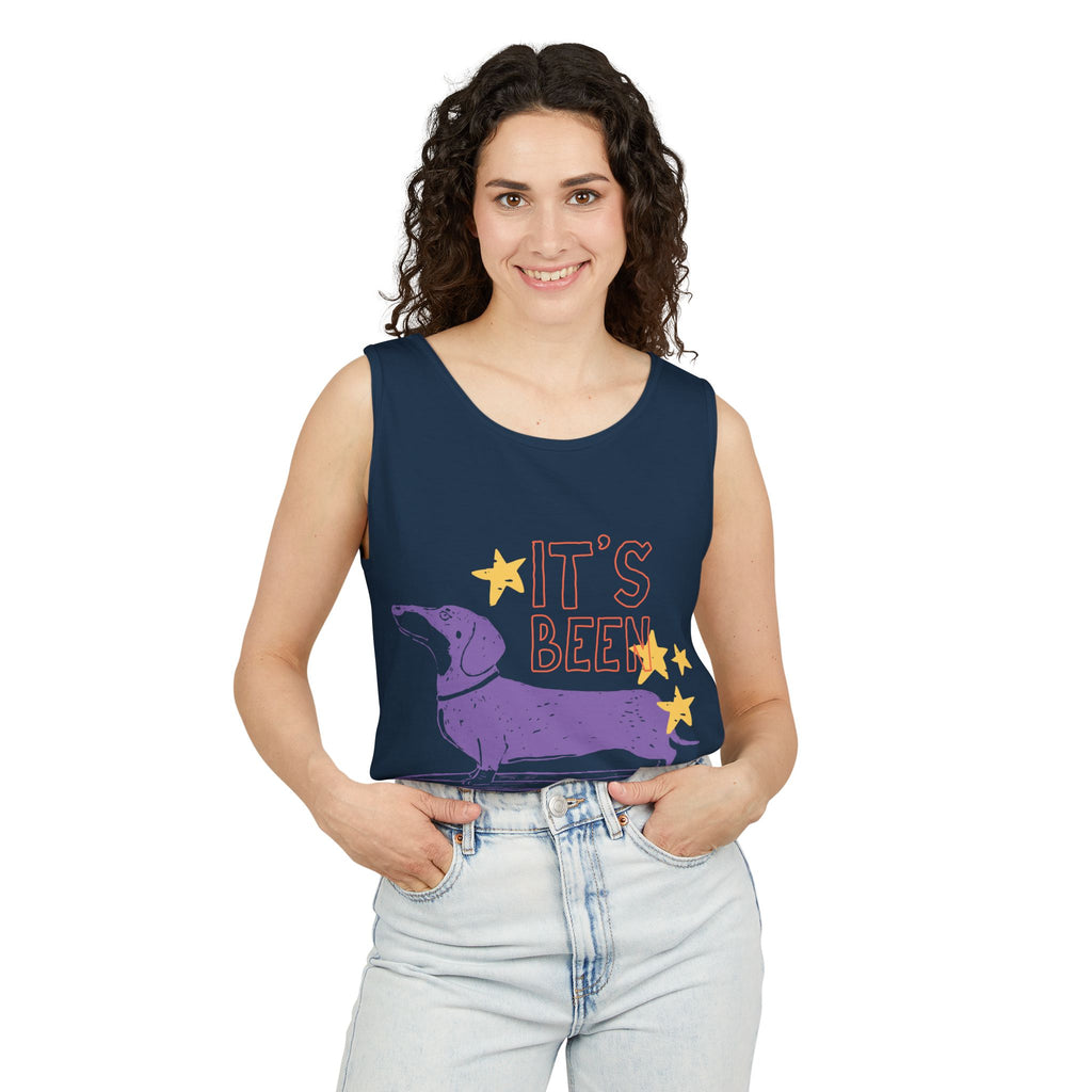 Dachshund Skateboard Tank — "It's Been a Looong Day" Cute Dog Graphic Tank Top