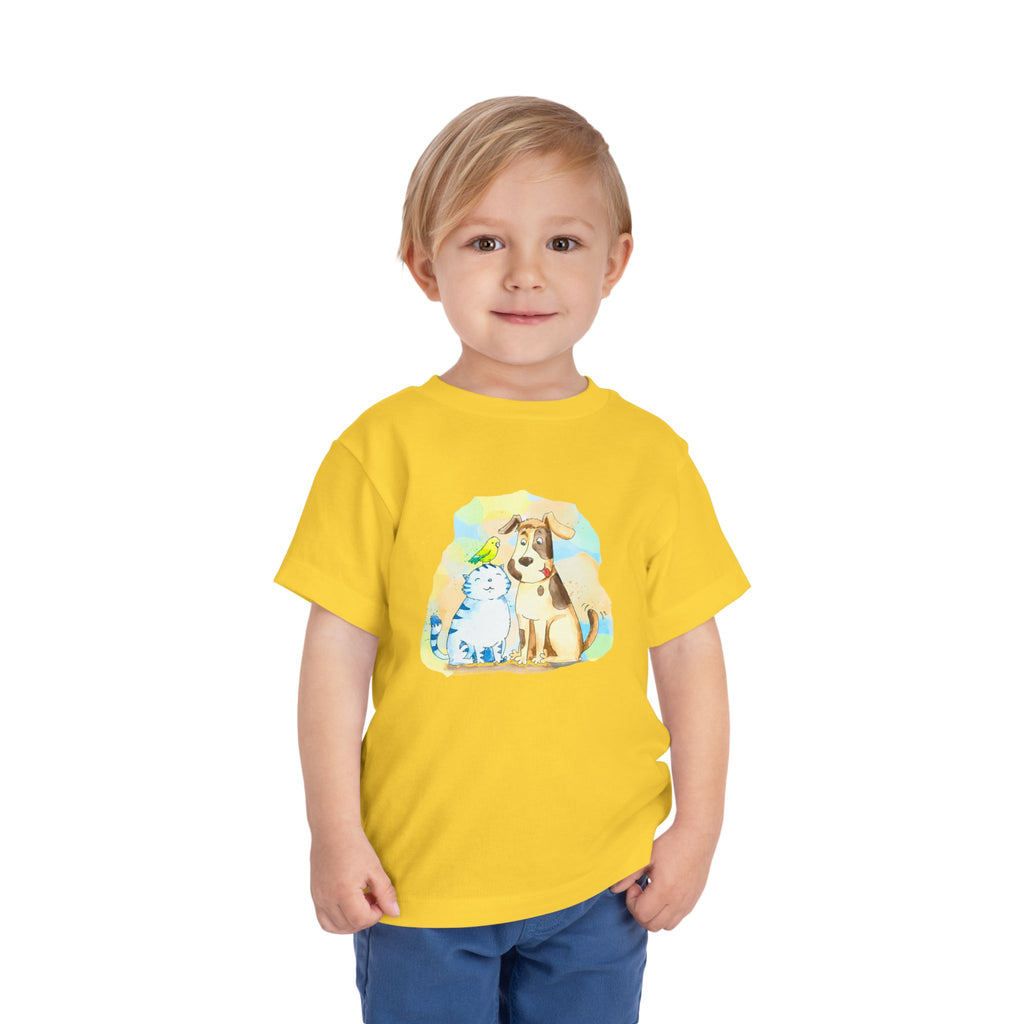 Toddler Tee — Cute Puppy & Kitten Watercolor Kids Shirt