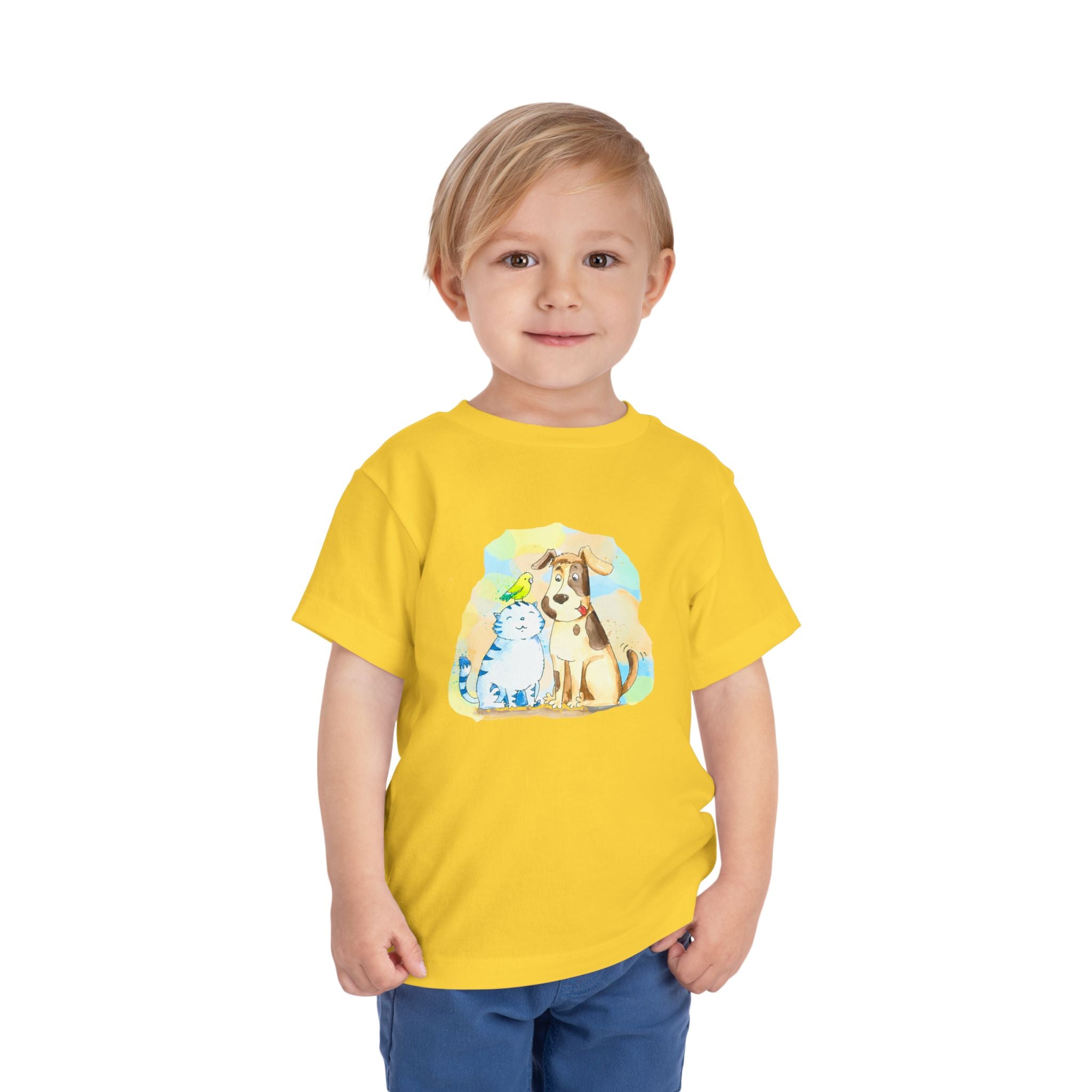 Toddler Tee — Cute Puppy & Kitten Watercolor Kids Shirt