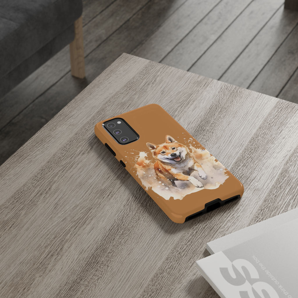 Shiba Inu Phone Case — Energetic Watercolor Dog Protective Case