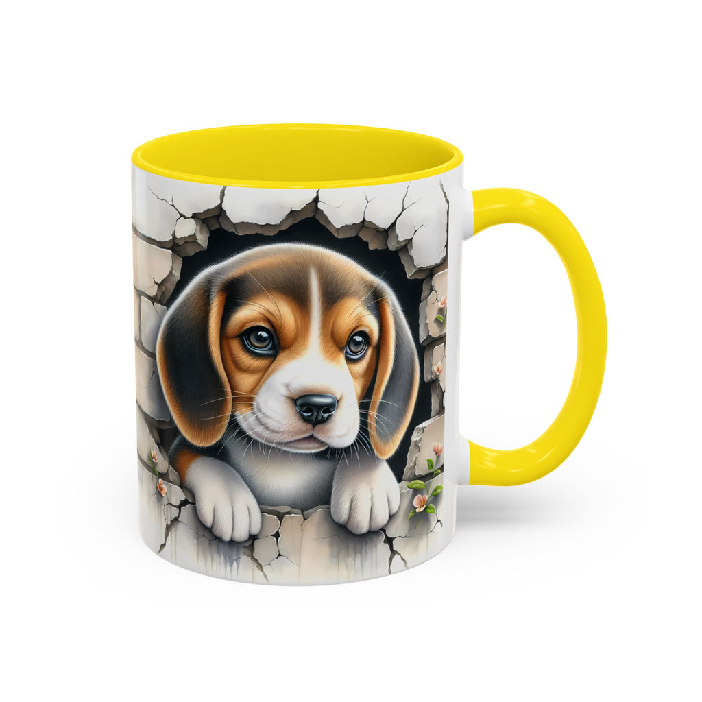Beagle Puppy Peek Accent Coffee Mug – Cute Dog Gift (11/15 oz)