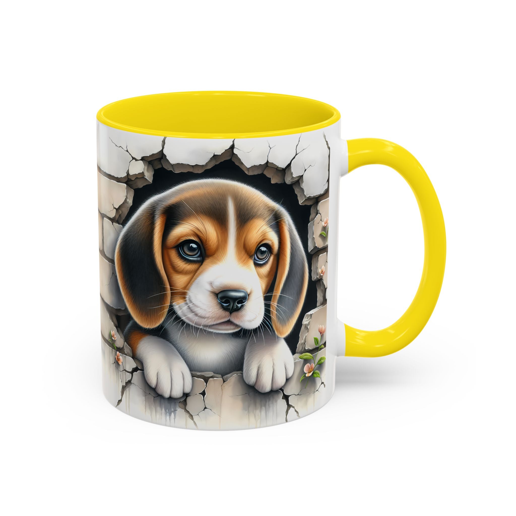 Beagle Puppy Peek Accent Coffee Mug – Cute Dog Gift (11/15 oz)