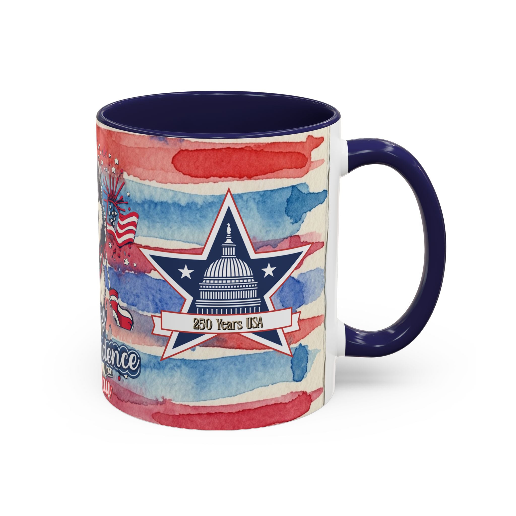 Independence Day Husky Coffee Mug — Happy 4th of July Patriotic Accent Mug (11/15oz)