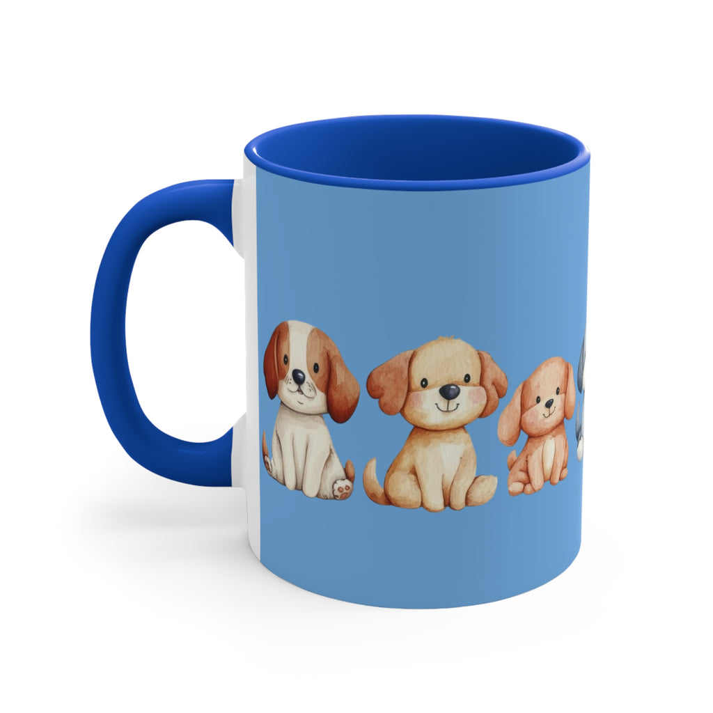 Cute Puppy Pattern Accent Mug — 11oz Colorful Dog Coffee Cup