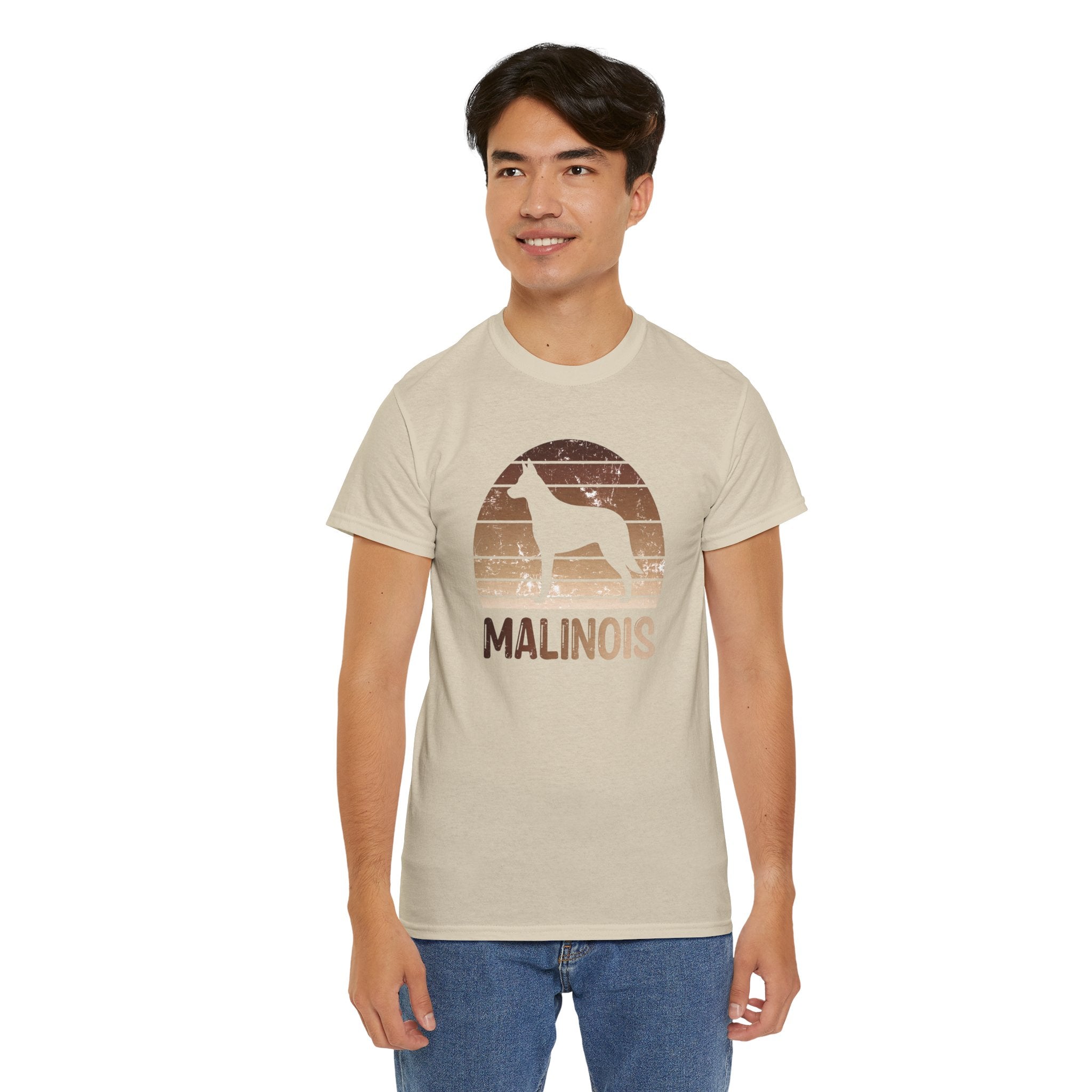 Belgian Malinois Retro Sunset T-Shirt – Unisex Dog Lover Graphic Tee