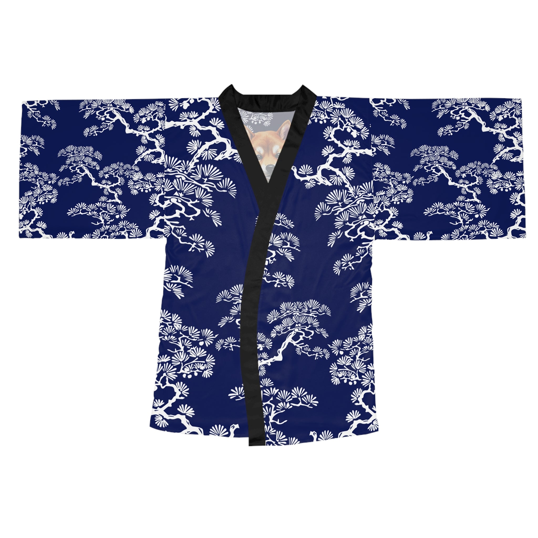 Shiba Inu Sakura Kimono Robe — Japanese Cherry Blossom Long Sleeve