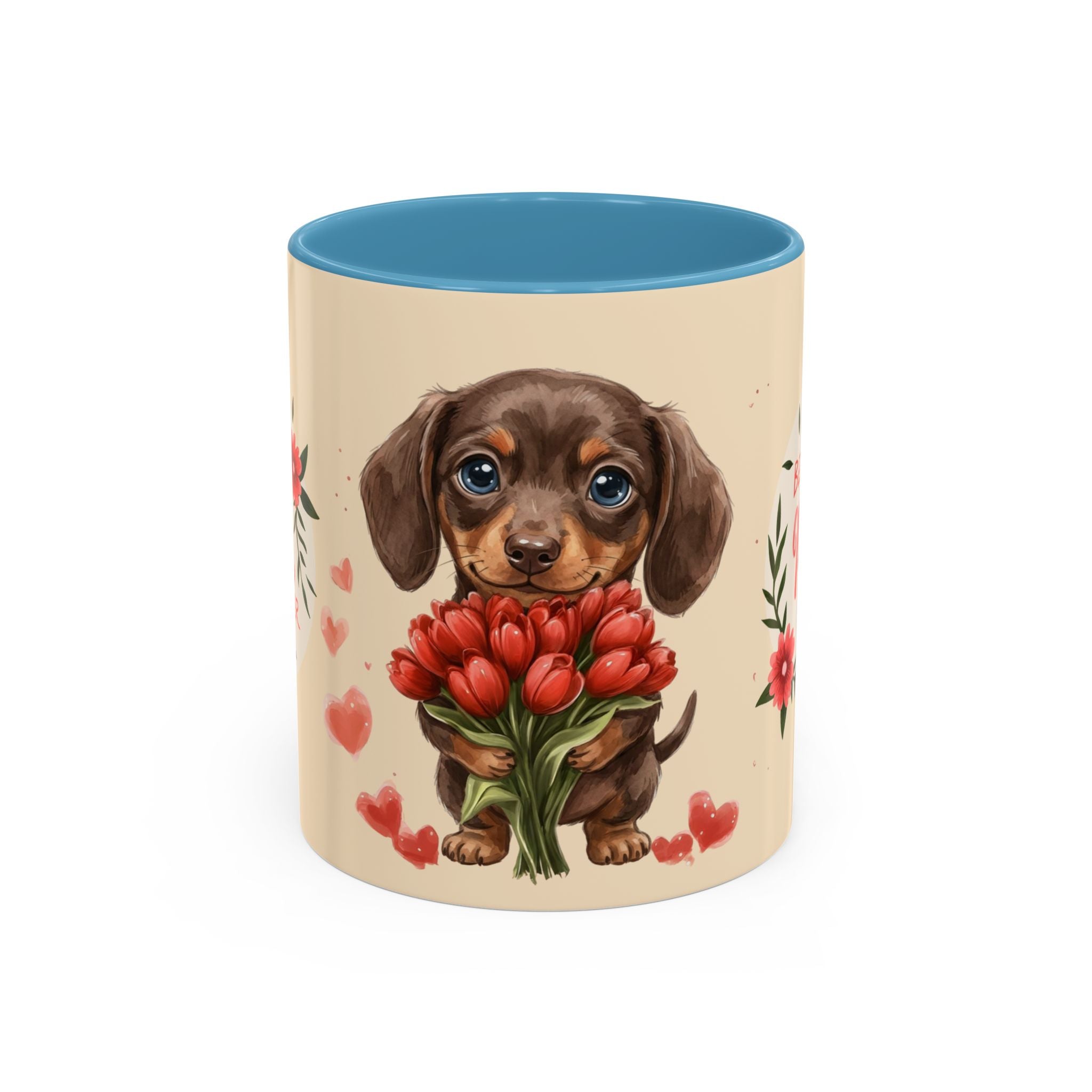 Best Mom Ever Coffee Mug — Cute Dachshund with Tulips