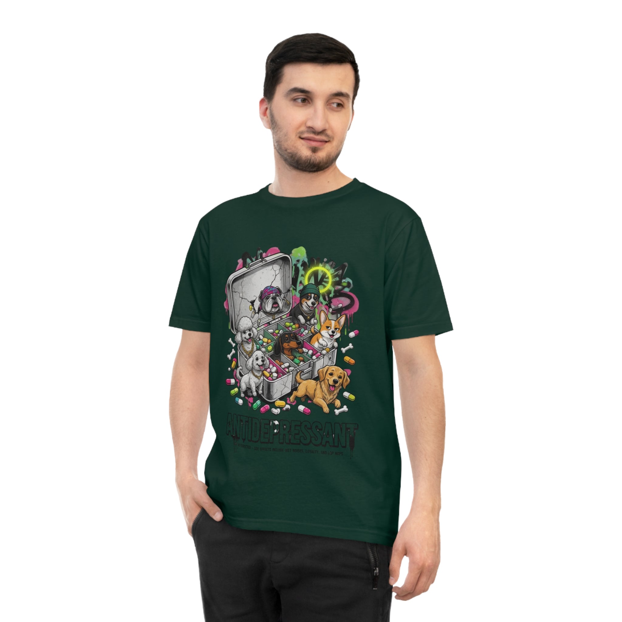 Antidepressant Pets T-Shirt — Emotional Support Pet & Pill Box Graphic Tee