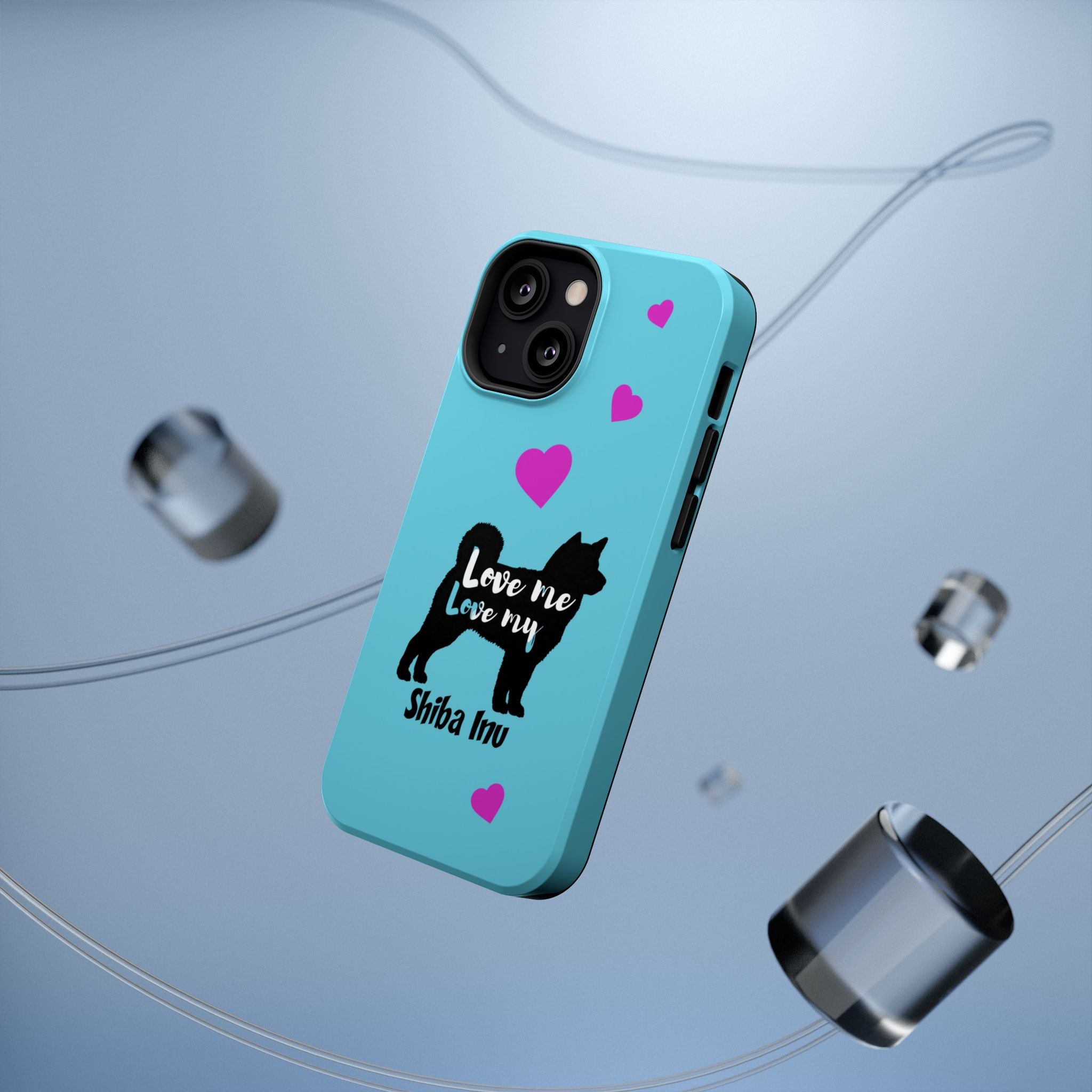 Shiba Inu Phone Case – "Love Me Love My Shiba Inu" Impact-Resistant Case, Cute Heart Design
