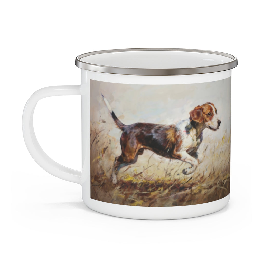 Enamel Mug — Vintage Hunting Dog Camp Coffee Cup