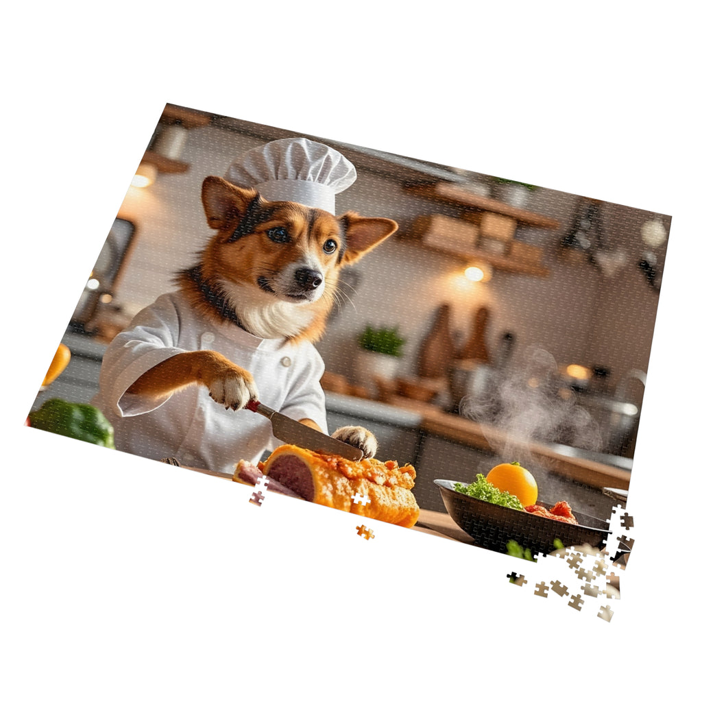 Corgi Chef Jigsaw Puzzle with Tin — Funny Dog Puzzle Gift for Kids & Adults