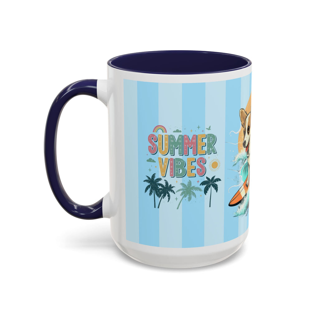 Summer Vibes Corgi Surf Coffee Mug — Cute Dog Lover Gift (11/15 oz)
