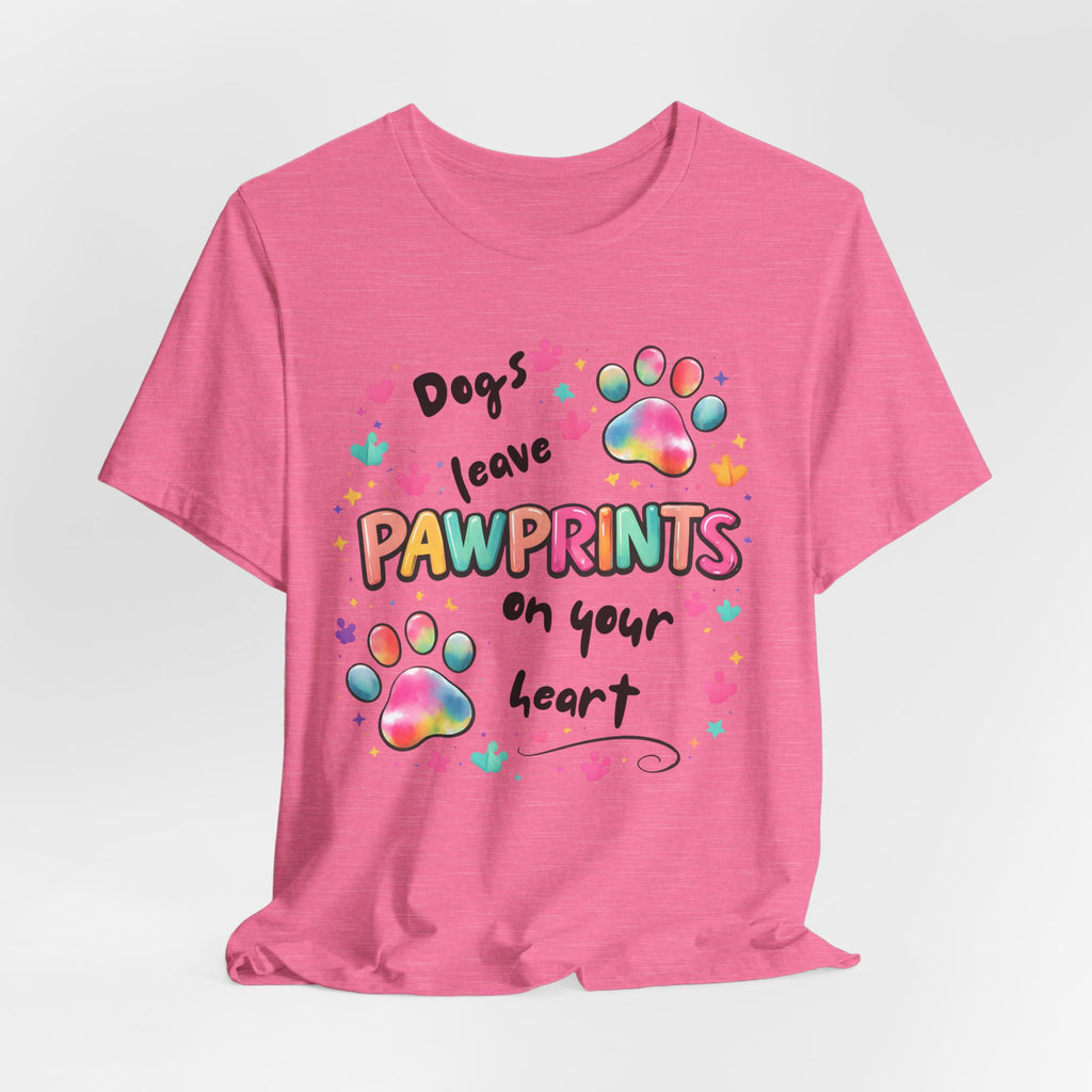 Pawprints on Your Heart T‑Shirt — Colorful Dog Paw Love Tee