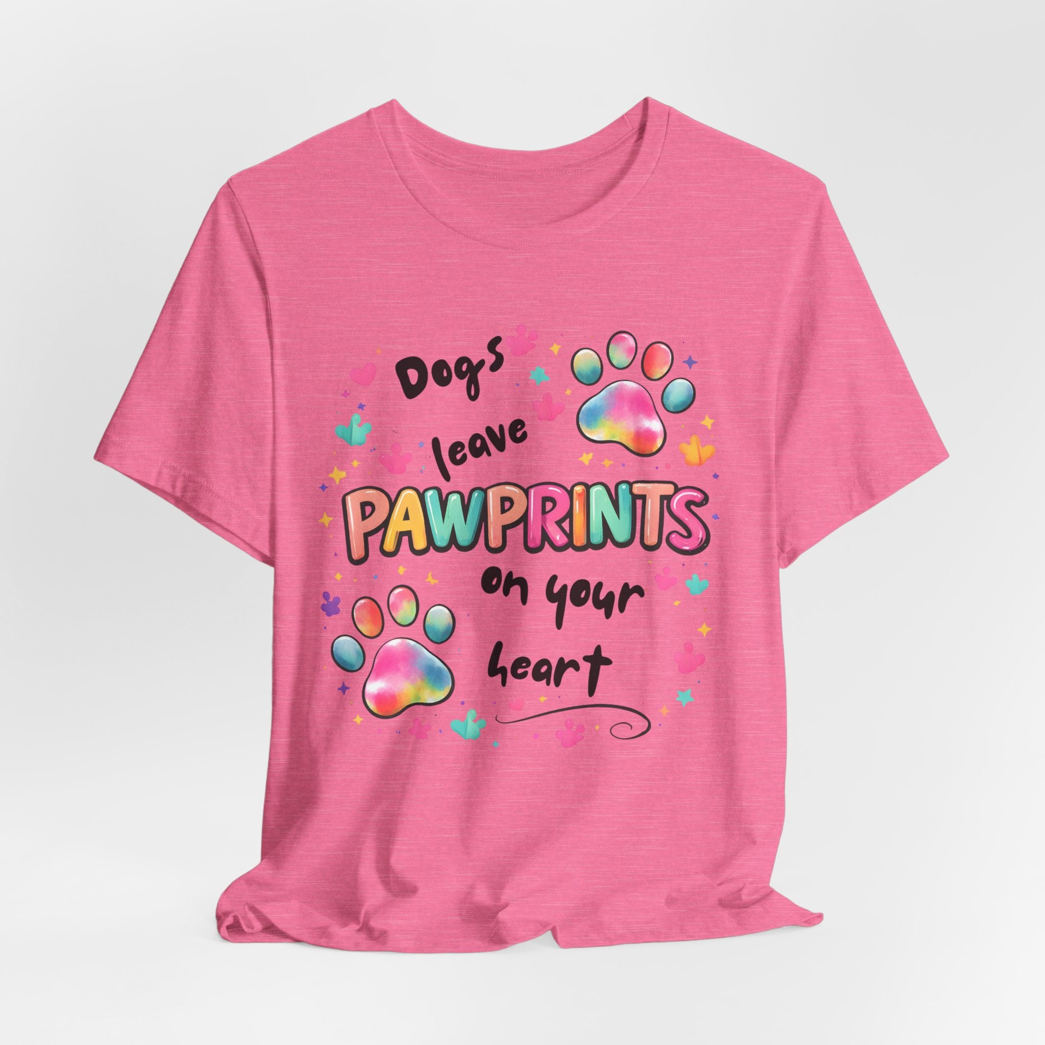 Pawprints on Your Heart T‑Shirt — Colorful Dog Paw Love Tee