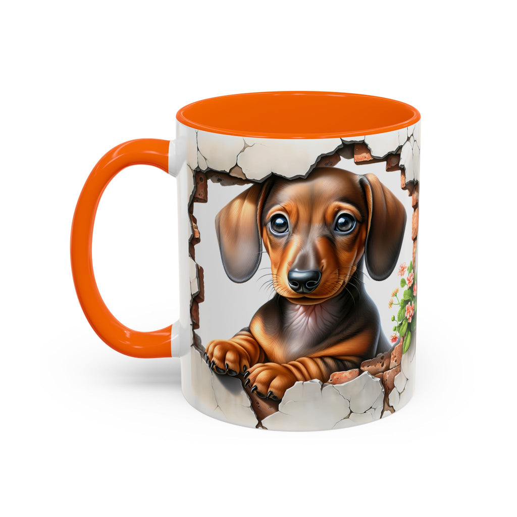 Dachshund Peek-A-Boo Accent Coffee Mug — Cute Puppy Dog Gift (11/15oz)