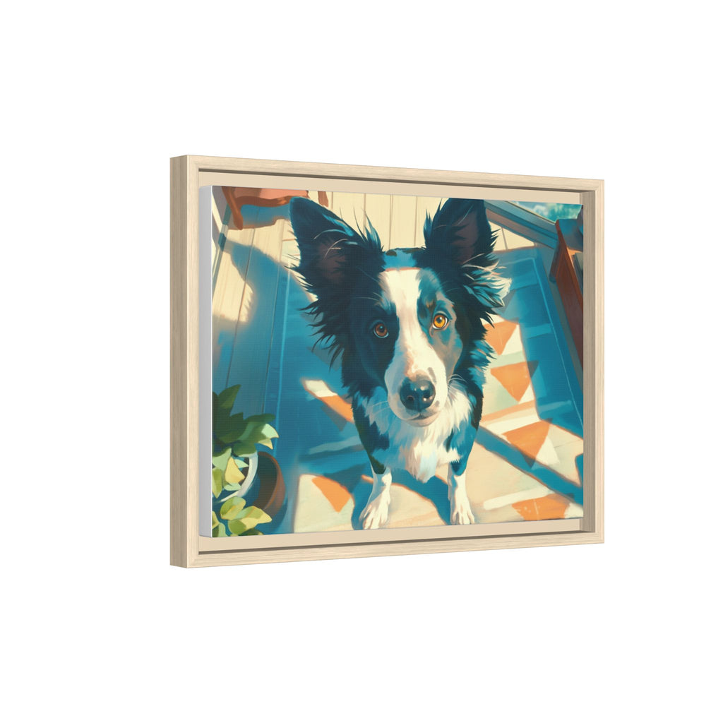 Framed Matte Canvas - Colorful Border Collie Pet Portrait