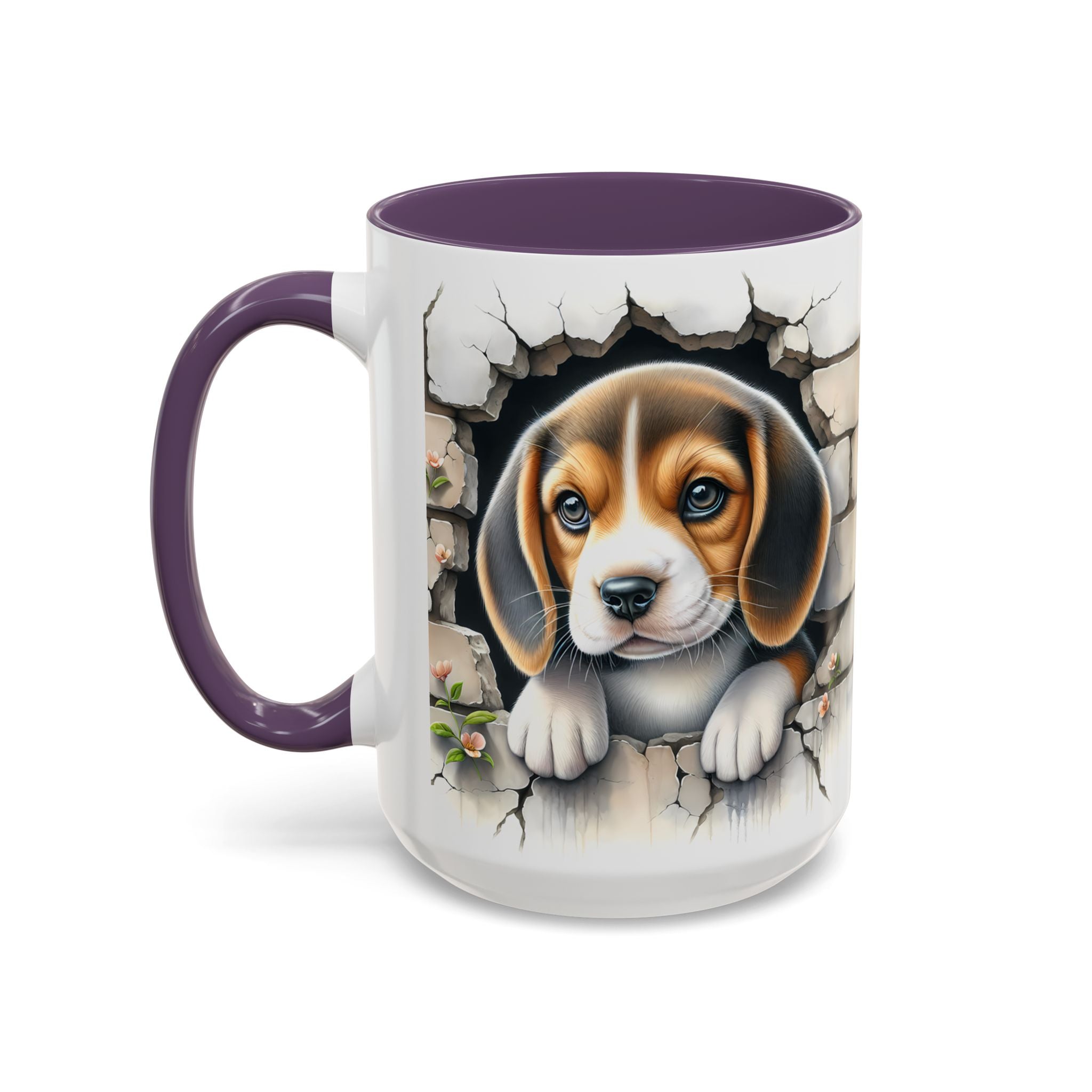 Beagle Puppy Peek Accent Coffee Mug – Cute Dog Gift (11/15 oz)