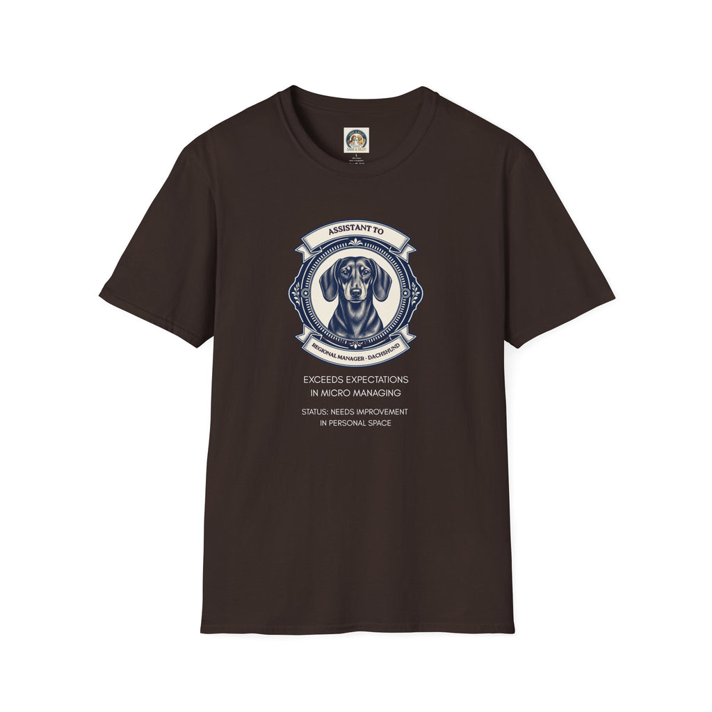Dachshund Assistant T-Shirt — "Assistant to the Regional Manager" Funny Dog Tee