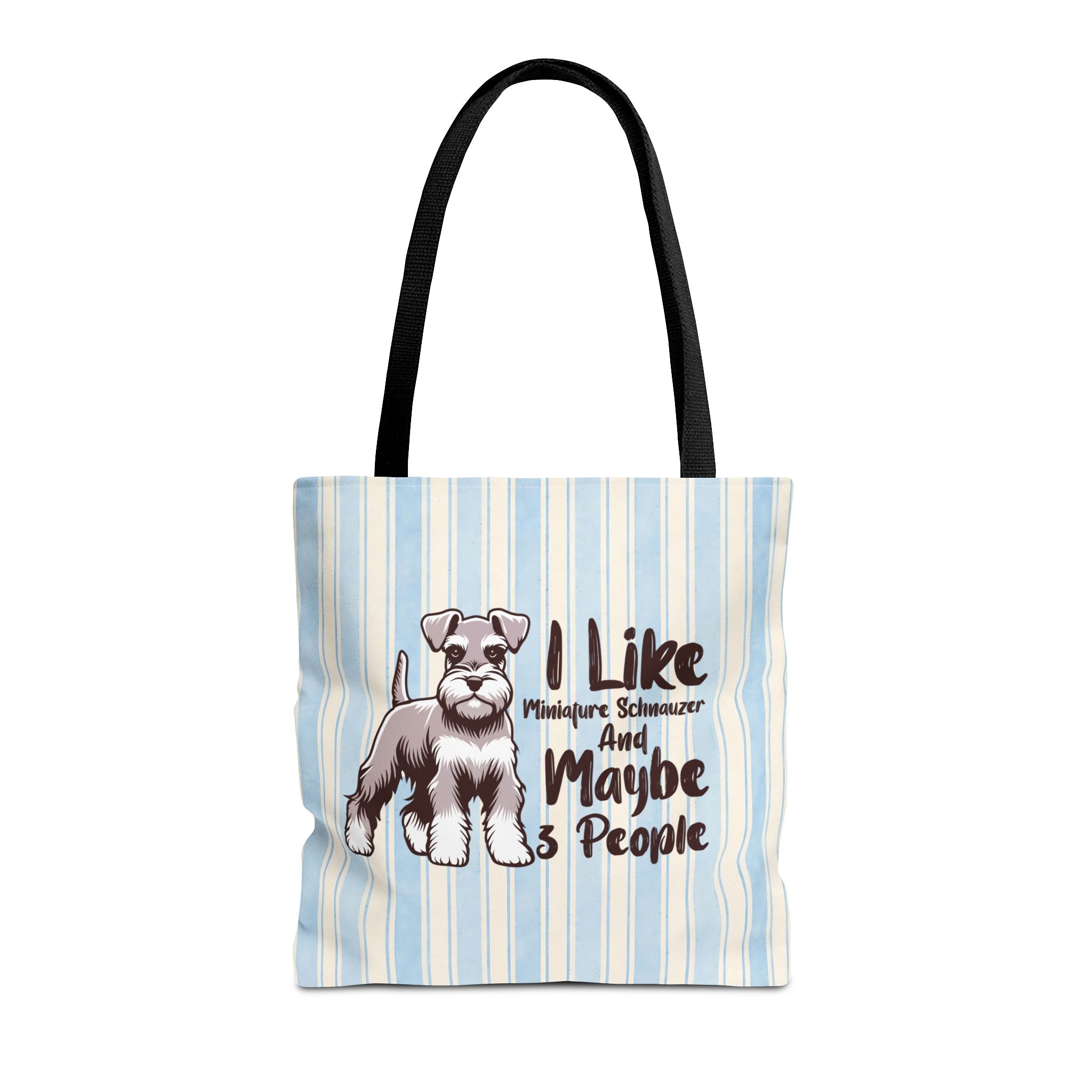 Miniature Schnauzer Tote Bag – "I Like Miniature Schnauzers and Maybe 3 People" Striped Canvas Tote