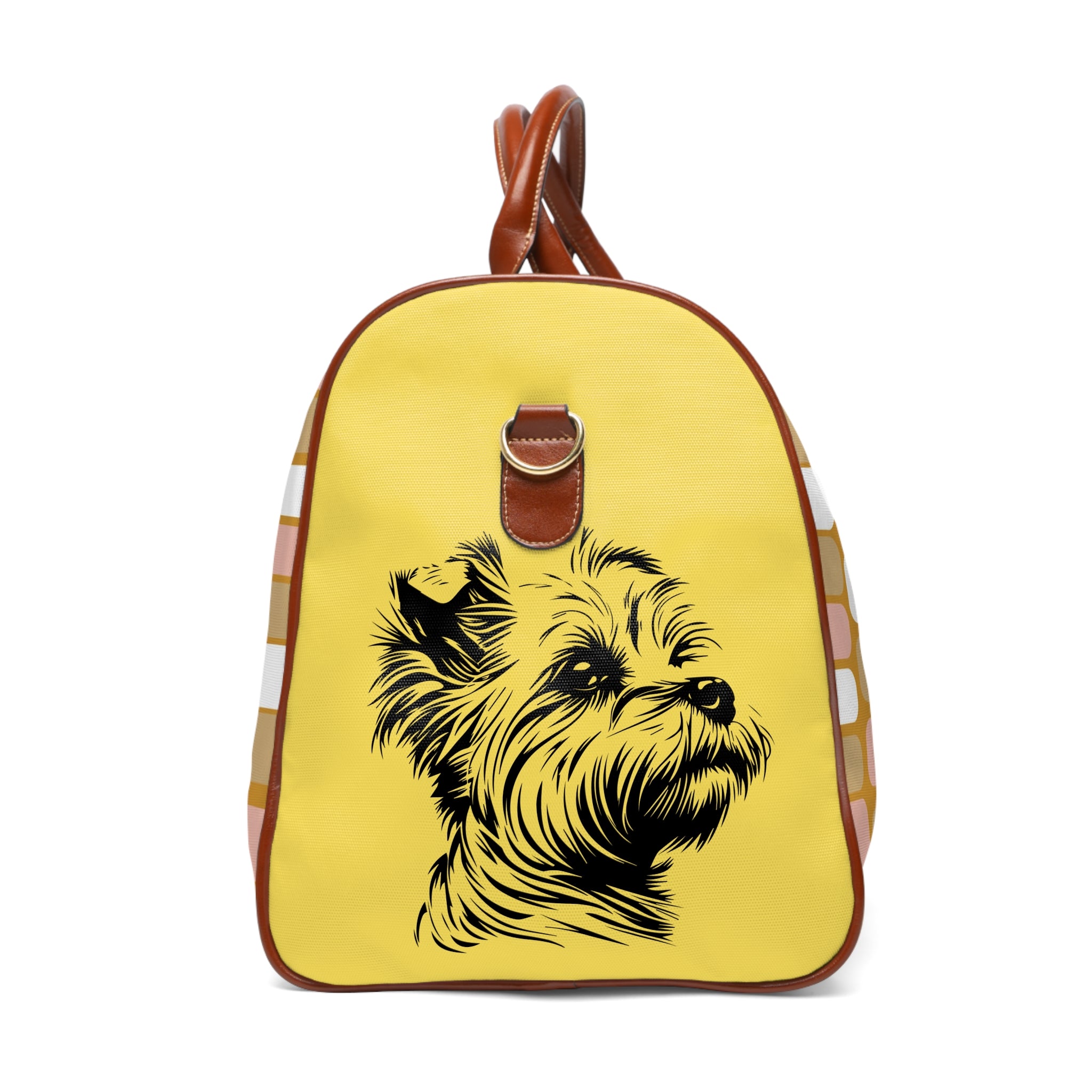 Yorkshire Terrier Floral Waterproof Travel Bag — Mustard Dog Weekender Duffel