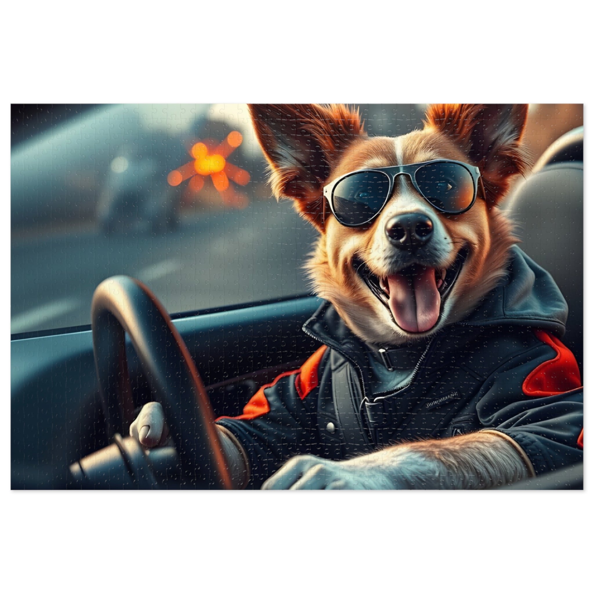 Corgi Driving Jigsaw Puzzle with Tin — Funny Dog Behind the Wheel | Dog Lover Gift