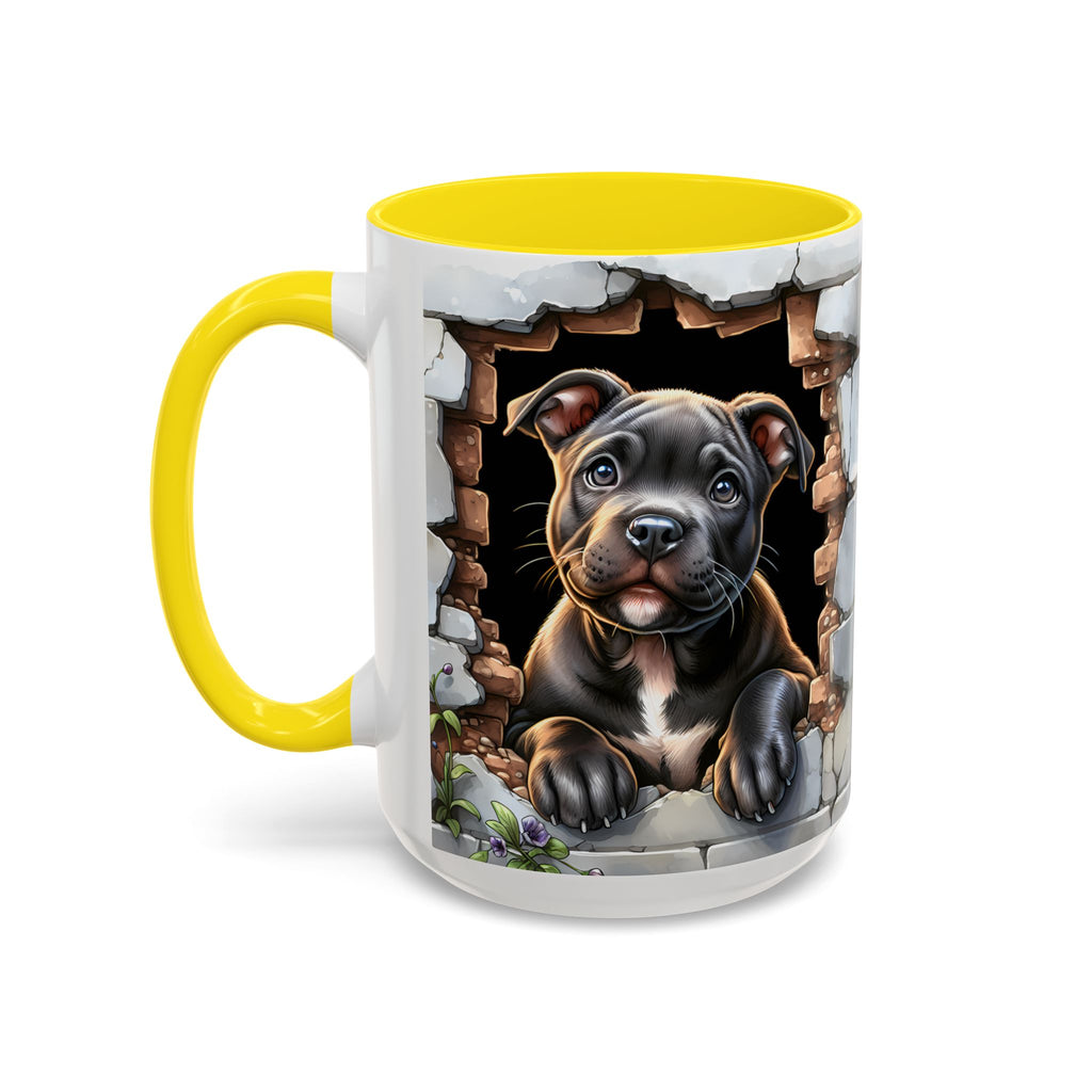 Pit Bull Puppy Peek Accent Coffee Mug – Cute Dog Lover Gift (11/15oz)