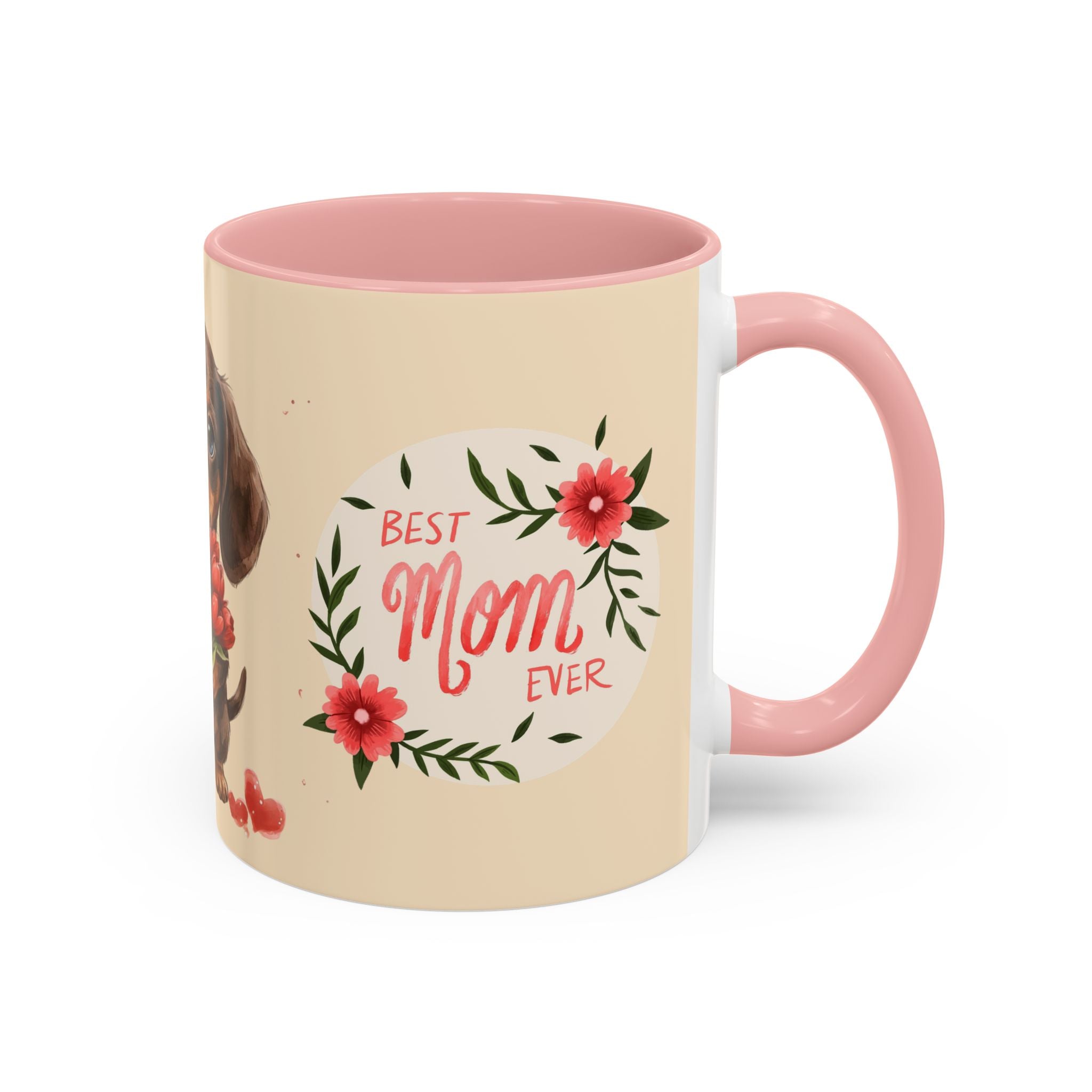 Best Mom Ever Coffee Mug — Cute Dachshund with Tulips
